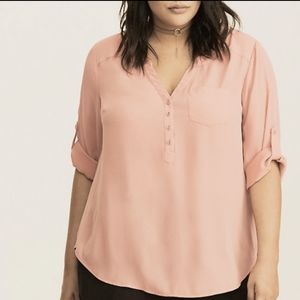NWT Torrid | Blush Button Front Down V-Neck Blouse